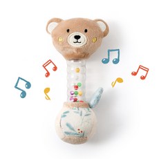 DFMEI 早教益智多功能棉品可啃咬牙膠動物搖鈴小熊抓握玩具, 1個, 棉品動物搖鈴 小熊