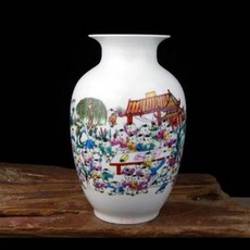 百子圖花瓶 陶瓷擺飾, 景德鎮陶瓷器中式仿古百子圖花瓶客廳家居裝飾工藝品花器擺件