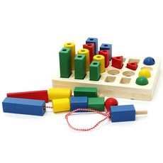 영유아 도형놀이 막대기둥 실꿰기블럭 끈끼우기놀잇감 양손협응 끈꿰기 손힘기르기