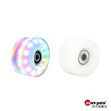 雙排溜冰鞋輪子 單售 彩光/變色/無漸變 SY-453 滑輪鞋替換輪, 1個, 5832白胎綠框(無漸變)(1入),8個輪子附1個板手 如需要請下單8