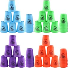 Lancisism 48Pcs 퀵 스태킹 컵 세트 BPA 프리 소재 스포츠 트레이닝 게임 청소년을 위한 클래식 가족 디어 2 블루 그린 퍼플 레드, #01 Blue & Green