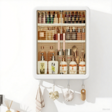 Moon 다용도 벽걸이 수납장 정리함 화장실 벽걸이 방수 수건장 진열대, 화이트