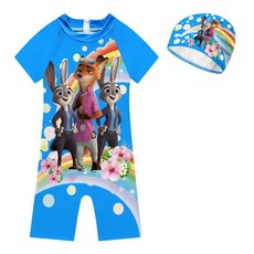瘋狂動物城 兒童連體泳衣泳帽套裝