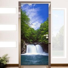 아트박스/꾸밈 tj451-현관문시트지_제주도아름다운폭포