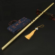 拾光優選好物 銅簫純銅洞蕭樂器入門高檔金屬紫銅短簫便攜8孔1節Gf 防裂刻字, 1個, 普黃銅簫 8孔F調 長約70CM