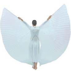 Wuchieal 여성용 스틱 2개 & 엔젤 슬릿 백 코크 밸리 댄스 코스튬 오픈 온 더 앵글 이시스 윙스 (다크 핑크)