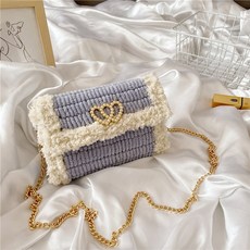 (한국어동영상) 미우크굿즈 양모 망스티치 DIY 코바늘 가방뜨기 가방만들기 키트 하마나카망 초보도안, 하트_블루, 1개