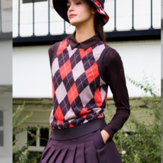 엘르골프 여성 아가일 패턴 조끼 6J-65701_US