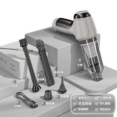 RENZHI 車用吸塵器 無線手持吸塵器 大功率無刷行動式車用清潔工具, 基礎款 有刷電機 灰色, 如圖所示