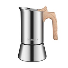 Mongdio 스테인리스 스틸 모카 포트 스토브탑 에스프레소 커피 메이커 퍼컬레이터 커피 포트 캠핑 여행 가정용 에스프레소 컵 6개 283.5g(10온스), Mongdio 스테인리스 스틸 모카 포트, 스토브탑 에