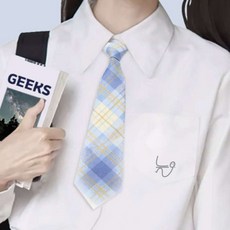 늘눠프 체크 넥타이 스카이 어린이넥타이