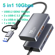56 in 1 USB CUSB-A 허브 듀얼 조인트 Gen2 10Gbps 데이터 DC 타입-C 충전 SD TF 맥북 노트북용, 01 China Mainland, 02 5 IN 1-2A2C
