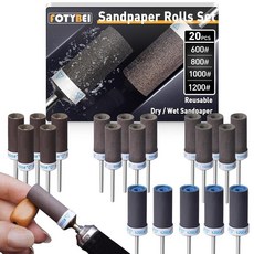 600 800 1000 1200 그릿 재사용 가능한 샌딩 롤 및 스틱 키트 Dremel 회전 공구용 0.3cm(1/8인치) 섕크 샌딩 드럼 액세서리 건조/습식 연마 실린더, 600 800 1000 1200 그릿 재사용 가능한 샌