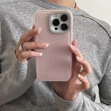 크레용샵 핑크반짝이 렌즈큐빅 아이폰케이스