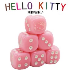 HELLO KITTY 骰子桌遊道具組，卡通骰子骰盅篩子，酒吧KTV助興色子，夜店塑料數字骰粒, 1個, 2個,14MM水晶金色KT色子