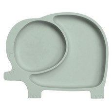 세이지스푼풀 실리콘 플레이트 어린이식판, 1개, Elephant Sage Green