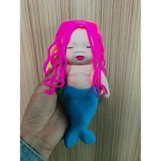 긴 머리 인어 공주 고무인형, 1개, 피부색과 긴 머리의 인어 인형 (색상 랜덤)