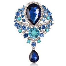 水鑽合金胸花 歐美風格 玻璃吊墜胸針 別針飾品, 白k墨蘭/B022-G, 1個