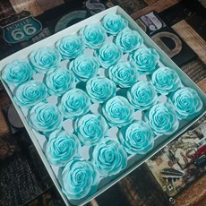 熱銷 情人節蘇醒玫瑰花香皂花工廠店直銷七層噴色仿真玫瑰diy一盒25朵, 甦醒玫瑰淺藍, 1個