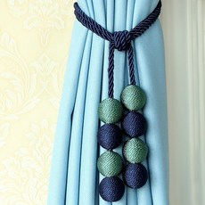 자석 커튼 스트랩 모던 심플 커튼 끈 스트랩 걸이 볼 스트랩 크리에이티브 커튼 버클 스트랩 펀칭, 그린블루+사파이어블루