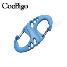 10pcs Carabiner S 모양 스냅 후크 버클 키 체인 링 야외 캠핑 배낭 등산 Paracord 매는 밧줄 DIY 액세서리, 02 LightBlue