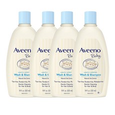 아비노베이비 워시 & 샴푸 내추럴 오트 추출물 은은한 향, 4개, 532ml