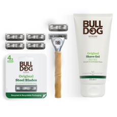 [불독] 5중날 면도기 스타터 킷 (대나무 면도기 핸들 + 오리지널 5중날 4개입 + 오리지널 쉐이빙젤 세트), 1세트, 스타터킷