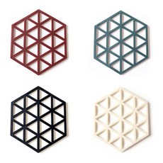 오저씨 다이아몬드 실리콘 4color 냄비받침대 단열패드 4set, 오저씨 냄비 받침대 4set / 색상 : 화이트