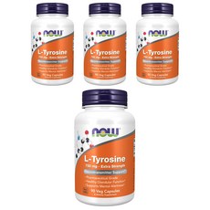 NOW Foods 左旋酪胺酸750mg素食膠囊, 90顆, 4罐