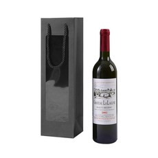 링비츠 와인 선물 포장 쇼핑백 캐리어 WP01, 1개, 투명창 블랙