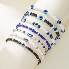 티큐 여성 행운 액막이 터키 이블아이 레이어드 비즈 팔찌 7종 세트 A2275