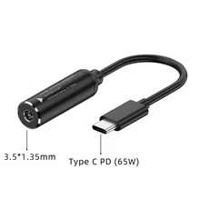 ​DC-USB C PD 65W 고속 충전 케이블 어댑터 변환기 유형 전원 잭 커넥터(MacBook 용) Lenovo Samsung Huawe, 11 3.5X1.35mm