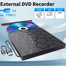 외장형 DVD RW 라이터 리더 플레이어 버너 USB 3.0 타입 C 2포트 일체형 슬림 VCD CD 광학 드라이브 노트북 PC 컴퓨터용, 1, 상세페이지 참조
