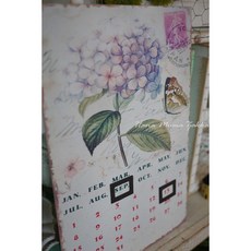 花木馬zakka 鄉村風 日曆 月曆 繡球花 紫色 裝飾 雜貨 萬年曆, 玫瑰花款