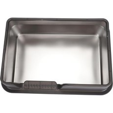 뚜껑이 열린 고양이 쟁반 스테인리스 상자 측면 출입구 디자인 오픈 고양이와 작은 애완동물용 사이즈, 작은 사이즈 검정