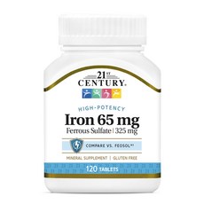 21St Century 硫酸亞鐵補充錠 325mg, 120顆, 1罐