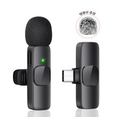 PANSHI 무선 핀마이크 C타입, 블랙, MK1000