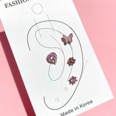 블루밍 스왈 하트 나비 피어싱세트(4set)