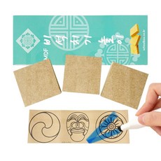 전통문양 색칠 스티커 비석치기 3개입 명절 민속 놀이 완구 장난감 만들기 부자재료 준비물, 갈색, 1개