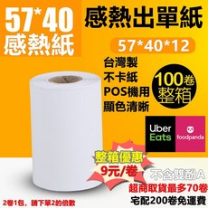 工廠直營 57x40x12熱感紙卷, 2個, 57x40有管芯