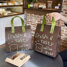 복장 부직포 쇼핑백 소중대 포장봉투 손잡이 선물봉투 쇼핑백 리유저블, 25개, 브라운/55fresh21×26×11cm