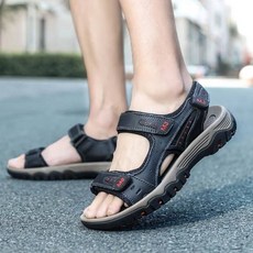 運動涼鞋男士輕便透氣舒適懶人鞋夏季戶外外出防滑足弓包頭厚底涼拖鞋大尺碼休閒鞋健走鞋男生戶外機能登山涉水水陸兩用鞋沙灘鞋, 45, 黑色