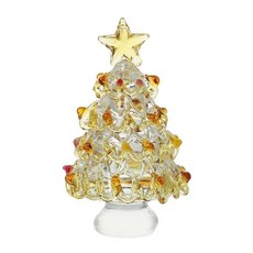 玻璃聖誕樹裝飾品 樹頂星卡通水晶聖誕樹 色彩繽紛精緻迷你小雕像收藏品, 風格 D