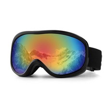 YLYUELANG OTG 남성 여성용 스키 고글 자외선 차단 스노보드 오버 글라스 김 서림 방지 스노보드용 긁힘 스노우 블랙 프레임 리보핑크 렌즈 [호환]