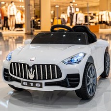 유아용 전동차 어린이 전기 자동차 마세라티 외제차 모델 장난감차 4륜형 원격제어, 전기 구동, 화이트+ 블루투스+ 가죽 시트 +대용량 배터리, 1개