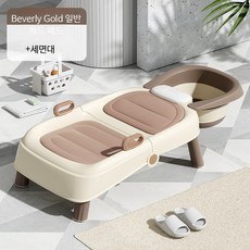 쭌스몰 누워서 머리감는 의자 목욕 접이식 샴푸 성인용 머리감기기 소프트쿠션 휴대용, 1개, 커피 업그레이드 하드 패드+홈