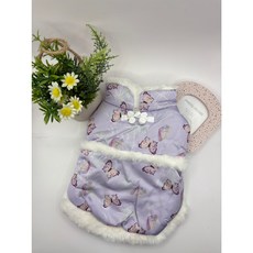Cheepet 寵物古典唐裝棉服馬甲 - 彩蝶飛舞保暖兩腳寵物衣服裝, 紫色M胸37背25, 1個