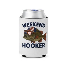 Weekend Hooker 남성용 재미있는 캔 쿨러 - 낚시 맥주 슬리브 - 애국적인 베이스 디자인 - 304.2ml(12온스) 및 473.2ml(16온스) 캔에 적합 - 양면, 1개