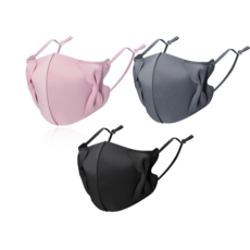 99%자외선차단 숨쉬기 편안한 리본 마스크, 로즈핑크+딥그레이+블랙, 1세트, 3개입