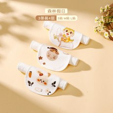 兒童純棉吸汗巾 夏季 透氣 A類 寶寶隔汗巾, S碼-3條裝升級-【森林假日】四層春夏薄, 1個